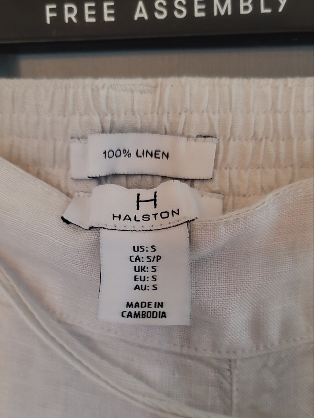 Halston Linen Cream Wide-Leg Drawstring Crop Pants - Picture 2 of 4